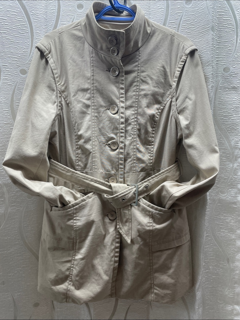 Suzy Shier Taupe Belted Trench Coat